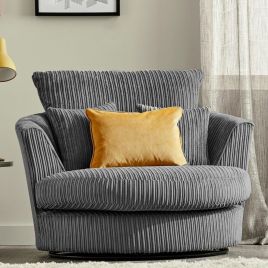 OXFORD Jumbo Cord Swivel Chair - Grey