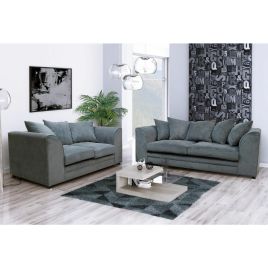 DOWEY Chenille Fabric 3 Seater and 2 Seater Scatterback Sofa Set - Grey