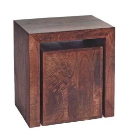 Stella Dark Mango Cubed Nest Of 2 Tables - Walnut