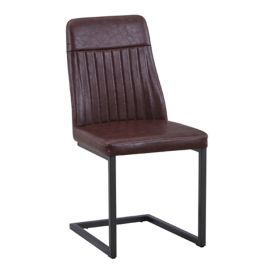 Doyle Elegance Vintage Brown Leather Dining Chairs - Set of Two