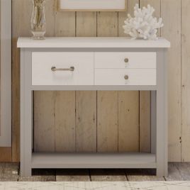 Ronald Grey Range Console Table With 3 Drawer and Open Shelves