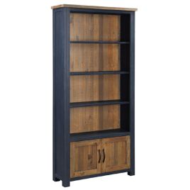Splatter of Blue Large Bookcase with 2 Door and Shelves