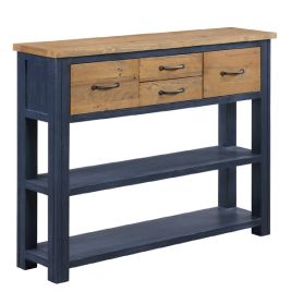 Splatter of Blue Low Bookcase with 4 Drawer and 2 Shelves