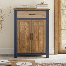 Splatter Reclaimed Wood 2 Door Shoe Cabinet Drawer - Blue