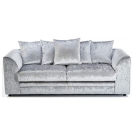 ARABIA Crushed Velvet 3 Seater Scatterback Sofa - Silver