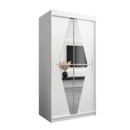 SPURDLE 2 Door Mirrored Sliding Wardrobe White - 100cm