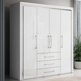 ANALDA 4 Door Wardrobe with 3 Drawers White - 199cm
