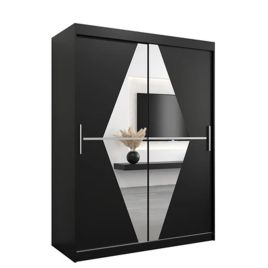 SPURDLE 2 Door Mirrored Sliding Wardrobe Black - 150cm