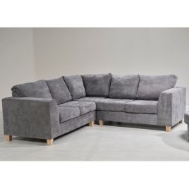 MORRISON Chenille Fabric 5 Seater L Shaped Fullback Corner Sofa - Grey