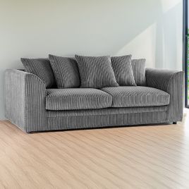 Desmond Jumbo Cord 3 Seater Scatterback Sofa - Grey