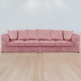 Desmond Jumbo Cord 4 Seater Scatterback Sofa - PInk