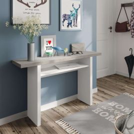 Claire Range Extending Breakfast Table - Concrete Grey and White
