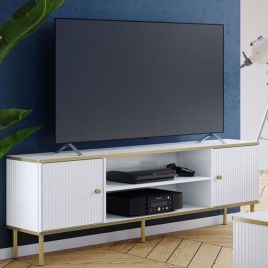 Eldawy Gold Touch 2 Door TV Unit with Open Shelf - White
