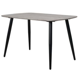 Black Tapered Legs Compact Rectangular Large Dining Table - Grey Oak Effect