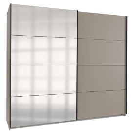 Sliding Wardrobe - ANVAST 2 Door Mirrored Wardrobe Grey 225cm
