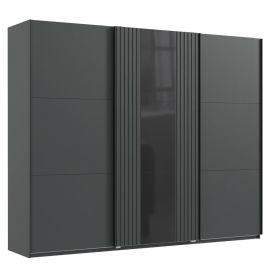 Sliding Wardrobe - ATLANTIC 3 Door Wardrobe Black 250cm