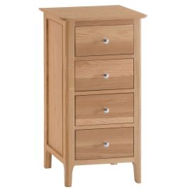 Oak Finish Chest of Drawers - ELEGANT Tallboy Small Chest  4 Drawers