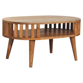 Contemporary Japanese Style Solid Mango Wood Coffee Table - Oak Finish