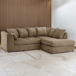 DESMOND Jumbo Cord 4 Seater L Shaped - Right Hand Facing Corner Sofa - Coffee