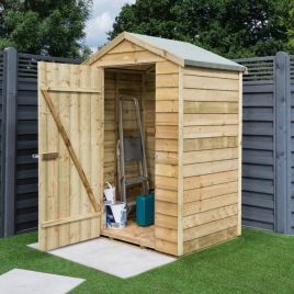 Rowlinson Pressure Treated 4x3 Garden Shed with Ledged Door, Overlap Cladding
