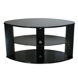 Oval 3-Shelf Black TV Stand