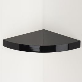 ELVORA Corner Box Shelf Wood Corner Floating Shelf Hidden Bracket Storage - Gloss Black