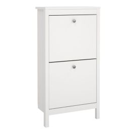 Modern Design Shoe Cabinet 2 Flip Down Doors - White