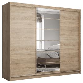 Rotherham Warm Wood Effect Sliding Door Mirror Wardrobe - Oak Sonoma