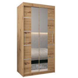VICENZA II 2 Door Mirrored Sliding Wardrobe Medium Oak - 100cm
