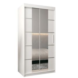 VICENZA II 2 Door Mirrored Sliding Wardrobe White - 100cm
