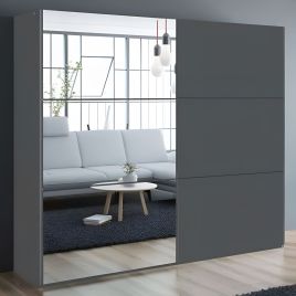 Boris 250cm Sliding Door Mirror Wardrobe - Grey