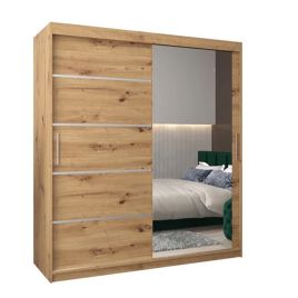 VICENZA 2 Door Mirrored Sliding Wardrobe Medium Oak - 180cm
