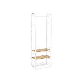 Oak and White Coat Rack with Shoe Rack