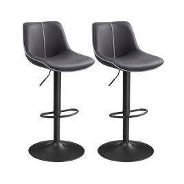 SILVERMERE Height Adjustable Swivel Bar Stool Set of 2 - Black