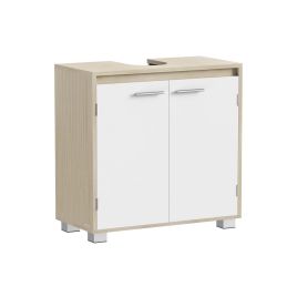 Bathroom Cabinet - VERVA Under Sink Storage Compartment - Beige and White
