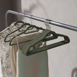 Velvet Hangers - SOLRO Set of 20 Non-Slip Hangers with Rose Gold Swivel Hook - Grey