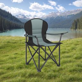Camping Chair - FIORIA Folding Outdoor Chair with Padded Seat and Cup Holder - Green