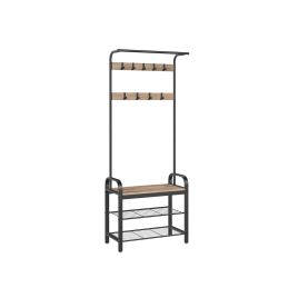 Coat Rack - SERRO Stand Shoe Storage Bench 34 x 72 x 183 cm - Camel Brown