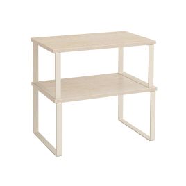 Spice Rack - LUSLIA Cupboard Shelf Organizers Set of 2 Travertine Beige White