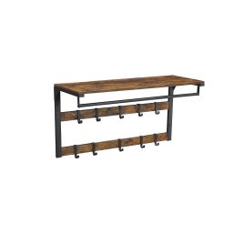 Wall Mounted Coat Rack Rustic Brown and Black