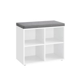 TARRO Shoe Bench - 4 Compartment Cushion Seat Small Sized Bench - Cloud White