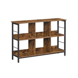 Bookcase - ASTON Rustic Brown 6 Compartment Bookcase - Rustic Brown