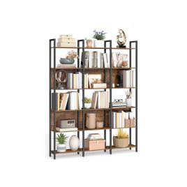 Bookcase - ASTON 6 Shelves Industrial Style Home Office Bookcase - Rustic Brown