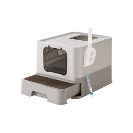 Cat Litter Box - SERZA Covered Litter Box with Lid and Top Entry - Dove Grey