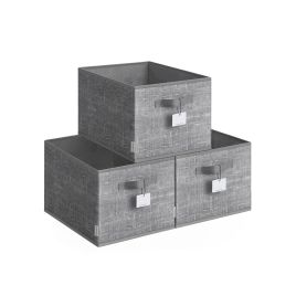Storage Boxes - MONRO Collapsible Set of 3 24 cm High Cattail Grey