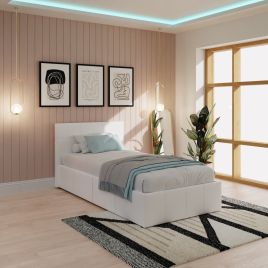 Pu Leather End Lift Ottoman 90cm Bed - White