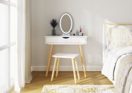 Dressing Table - MAVIS LED Dresser White 80cm