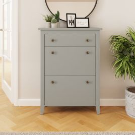 Deluxe Two Tier Shoe Cabinet Grey