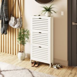 Bergen Three Tier Shoe Cabinet White