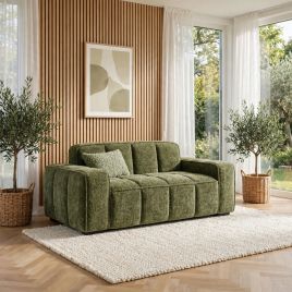 EVERSBY Fabric 2 Seater Sofa - Olive Green
